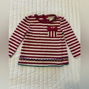 Matilda Jane Shirt Baby Girls 12M- 18M Red White Striped Long Sleeve Bow Pocket